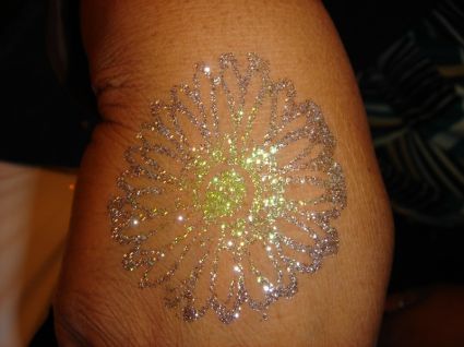 Glitter Wrist Flower Tattoo